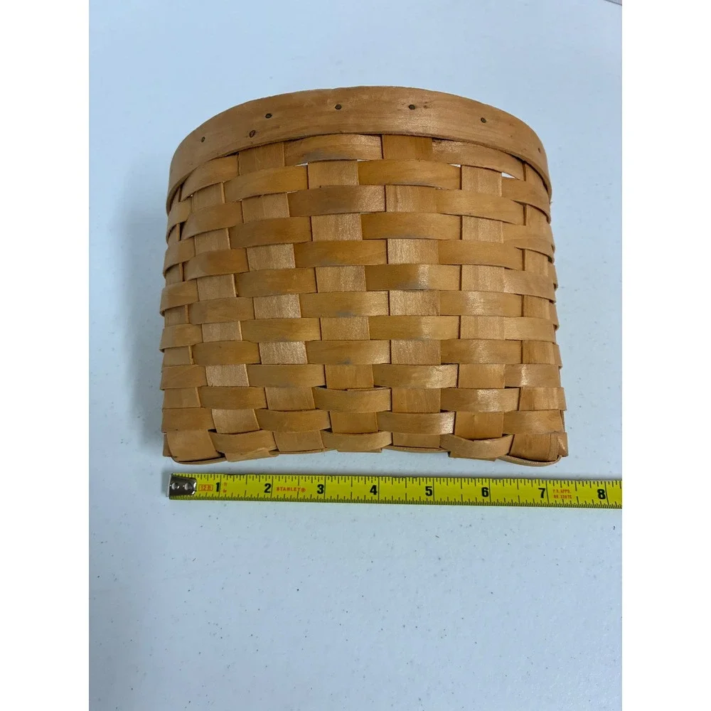 Handwoven Wood Splint Wall Pocket Basket Flat Back Hanging Mail Holder Decor